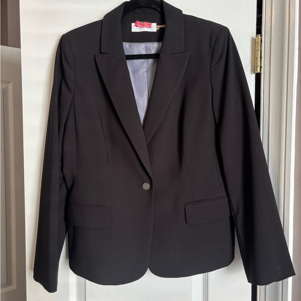 Calvin Klein Women's Black Suit Set Size 10 Blazer/Size 12 Pant.